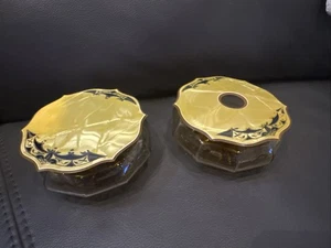 Lot Of 2 GLASS Vintage Amber-Glass/Celluloid Covered Hair Receiver - Picture 1 of 7