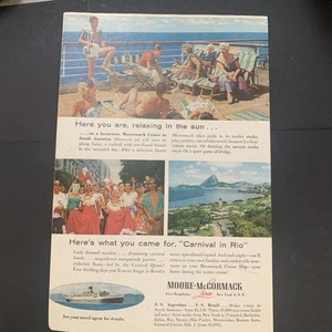 Vintage 1956 Moore McCormack Lines Carnival In Rio Ad Advertisement - Imagen 1 de 2