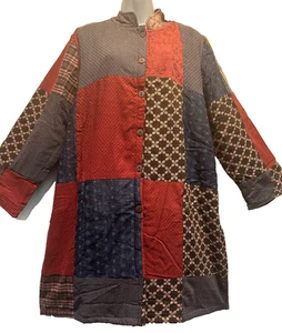 SACRED THREADS hippy boho pocket patch cotton flannel lined JACKET COAT TOP XXL - Picture 1 of 8