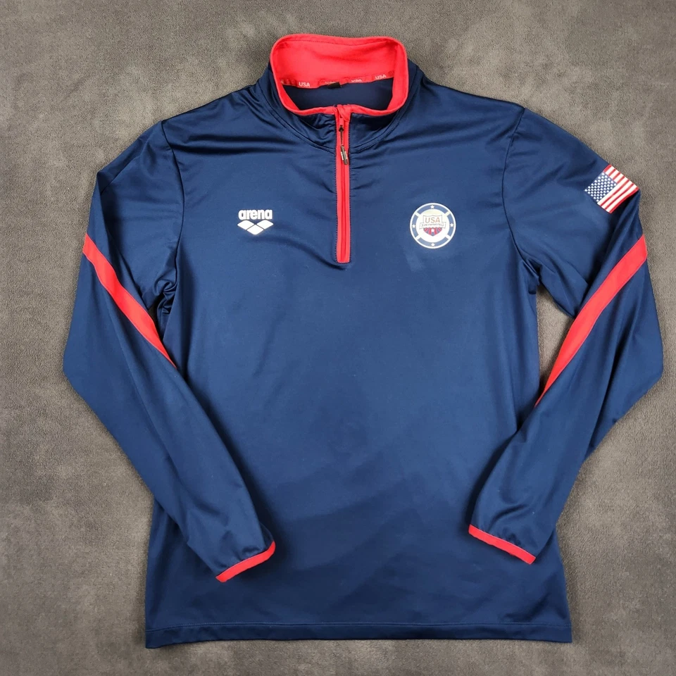 Chaqueta Pullover Team USA Swimming Arena Tech 1/2 Cremallera Para Hombre Grande Azul Ligera Foto 1 de 4