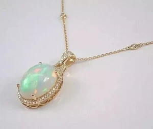 Pretty 3 Ct Oval Cut Simulated Fire Opal Fancy Pendant In 14k Yellow Gold Plated - Picture 1 of 5