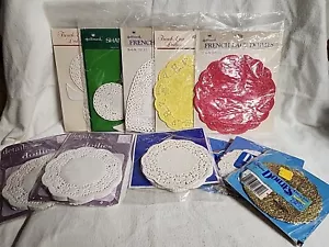 VtgHallmark Multi Colors French Lace 12"-4.5" Paper Doilies 3 Diff Shapes NRFP - Picture 1 of 16