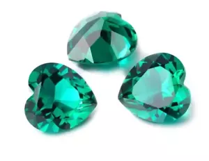 Hydrothermal Emerald Gemstone Heart Cut Shape Gemstone For Jewelry Making - Picture 1 of 2
