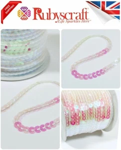 Iridescent AB Transparent 3 Metres Flat Sequin Lace Trim 6mm Sewing Art & Crafts - Picture 1 of 4