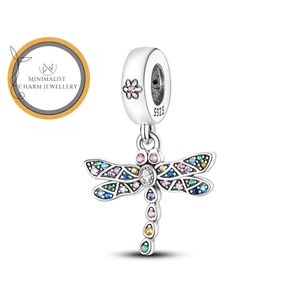 Dragonfly Dangle Charm For Bracelet, Beaded Dragonfly Charm, Animal Charm - Picture 1 of 5