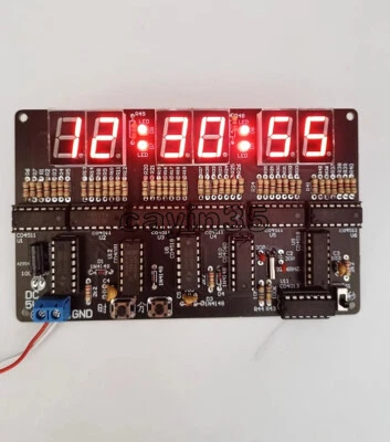 NEW 6-bit Digital Circuit Clock DIY Electronic Kit Electronic Clock Teaching Kit - Image 1 of 3