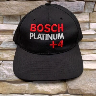 Vintage Bosch Platinum +4 Trucker Hat Cap Snapback Black With Red Embroidery  - Image 1 of 4