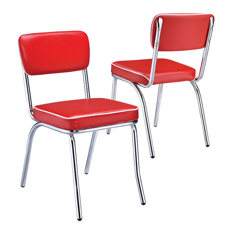 Juego de 2 sillas laterales retro de comedor con respaldo abierto para restaurante negras/rojas Foto 1 de 1