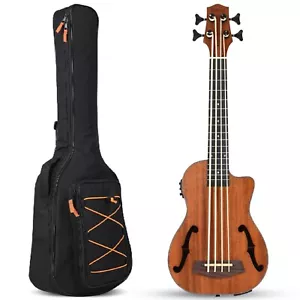 Bass Ukulele UBass Baritone 30 Inch Mahogany F-Holes Cutaway Style W/EQ Gig Bag - Picture 1 of 6
