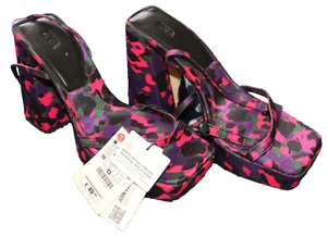 Rare ZARA Pink / Purple Camouflage Women's Platform Heels (Size 7.5) NWT *READ** - Picture 1 of 12