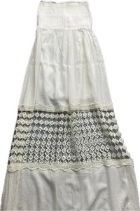 Bohemian Lace Maxi Dress Strapless Women’s Small Slip On Cream Cottage core - Picture 1 of 8