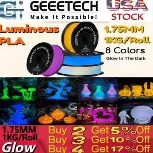 Filamento para impresora 3D Geeetech FDM PLA 1 KG 1,75 mm brillante en la oscuridad consumible luminoso - Imagen 1 de 18