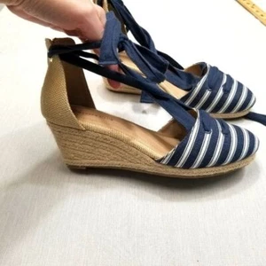 Charter club espadrilles wedge nautical wrap ankle or tie by zipper 9 NWOB - Picture 1 of 10