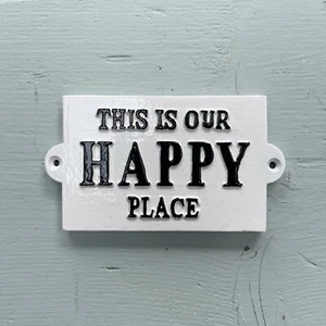 CAST IRON WALL SIGNS EXCLUSIVE DESIGNS FUNNY, PETS, SAYINGS BEE HAPPY - Picture 1 of 25