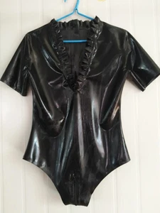 100%Latex Catsuit Caoutchouc Maillot De Bain Noir Zentai Anzug Clubwear 0,4mm - Picture 1 of 3