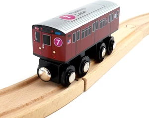 Munipals New York City Subway Wooden Railway (Nostalgia Series) Redbird 7 Train/ - Picture 1 of 3