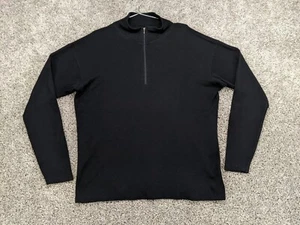 Smartwool Sweater Mens Large Black 1/4 Zip 100% Merino Wool Knit Pullover Logo * - Picture 1 of 11