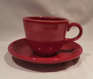 Fiesta Ware Mohnrot Keramik Tee Kaffeetasse und Untertasse Set - Bild 1 von 3