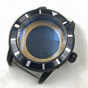 46mm Negro Bisel Giratorio Reloj PVD Estuche Recubierto Ajuste 2824 2836 Miyota 8215 Movimiento - Imagen 1 de 6