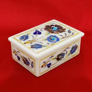 Marble Jewelry Box Semi Precious stones Floral Inlay Art Work home decor - Picture 1 of 5