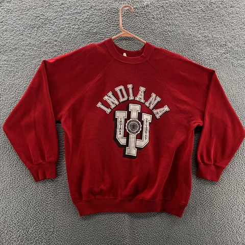 VINTAGE Indiana Hoosiers Sweatshirt Men Extra Large Red Graphic College USA 80s Cover