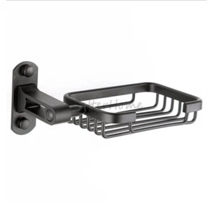 Wall Mounted Bathroom Soap Dish Basket Matte Black Washroom Holder Hangers - Picture 1 of 5