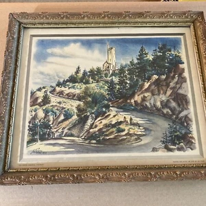 Vtg Will Rogers Memorial Print by Joe Feher for American Airlines in Old Frame  - Picture 1 of 11