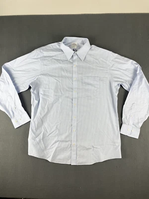 Camisa Brooks Brothers Para Hombre 17-6/7 Azul Regent Cuadros Oxford Vestido Sin Hierro Foto 1 de 4