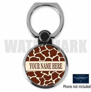 SUPPORTO ANELLO TELEFONO METALLO STAMPA ANIMALIER GIRAFFA PERSONALIZZATO TUO NOME REGALO - Foto 1 di 2