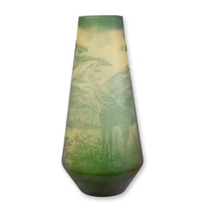 Glas Cameo Baluster Vase Natur GIRAFFE OF THE SAVANNAH grün Deko EJA3015 - Bild 1 von 1
