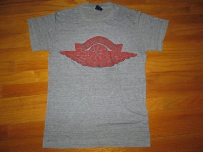 Michael Air Jordan Vtg 80s Nike Blue label tag TRI BLEND Rayon WINGS T SHirt S/M - Image 1 of 4