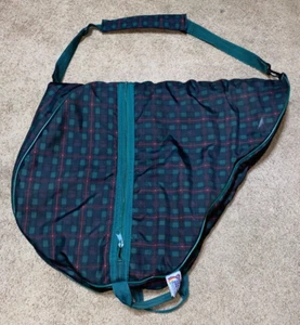 SSTACK DURA-TECH GREEN BLUE PLAID QUILTED ENGLISH SADDLE COVER CARRIER BAG 28X45 - Picture 1 of 7