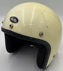 Vintage Lear Siegler Inc White Motor Cycle Helmet 7-73 BA-72 w Chin Straps Nice - Picture 1 of 11