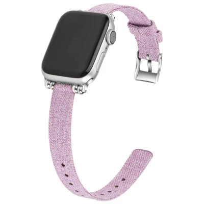Correa de reloj de lona delgada para Apple Watch 8 7 6 5 4 3 38/40/42/44 mm Foto 1 de 4
