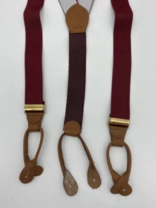 Pelican CAS Men's Braces Suspenders Wine Elastic Leather Clasp Button Tips - Picture 1 of 4