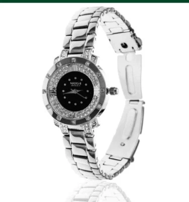 Matashi 18K White Gold Plated Women's Luxury Watch w/ Crystals & Adjustable Band - Image 1 of 4
