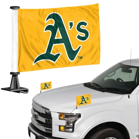 Oakland Athletics MLB Ambassador Car Flag Hood / Trunk 2 Piece Set-New Cover
