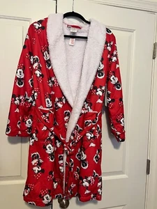 Disney Women's Minnie Mouse Fleece Line Comfy Bath Robe with Belt - Picture 1 of 4