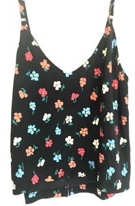 Madewell Floral Crop Tank Top Blouse Shirt Black 4 Boho Sexy Chic Club - Picture 1 of 4