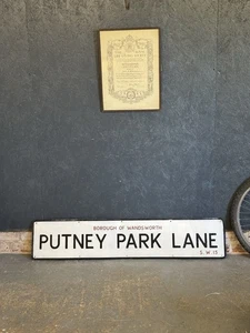 Insegna stradale vintage Londra Putney Park Lane SW15 Borough Of Wandsworth - Foto 1 di 9
