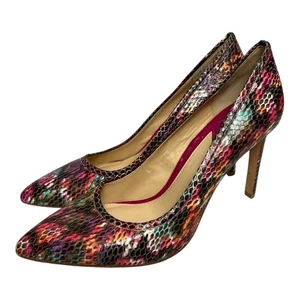 Brian Atwood Womens Shoes Snake Print Multicolor Pointy Toe Heels Sz 7 - Picture 1 of 9