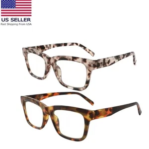 Juego de 2 gafas de lectura cuadradas con bloqueo de luz azul para mujer fuerza +2,50 - Imagen 1 de 8