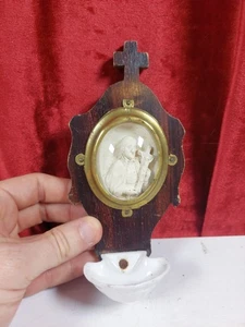 Antikes französisches handgeschnitztes religiöses Reliquiar Meershaum unter Glas - Bild 1 von 6