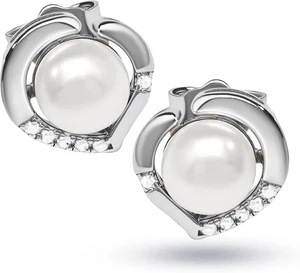 - Orecchini Perle Donna Con Zirconi - Orecchini Da Donna Argento 925 Con Perle B - Foto 1 di 12