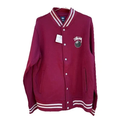 Stussy 8 Bal Letterman Varsity куртка XL темно-бордовый винтажный новый с Ярлыками - Изображение 1 из 4