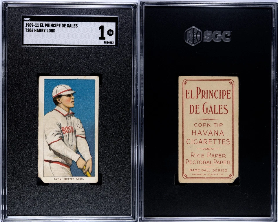1909-1911 T206 Harry Lord Boston Red Sox EPDG SGC 1 **El Principe de Gales*** - Image 1 of 1