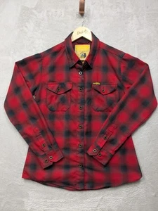 Dixxon Fireside Flannel Women’s M Red Black Plaid Shirt Black Rifle Coffee - Picture 1 of 9