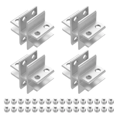 4Pcs Glass Fixing Clip, for 10-12mm Cross-Shaped with screw, Silver Tone - image 1 of 4