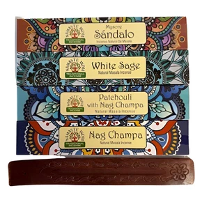 Namaste Incense Sticks Gift Set with Wooden Buddha Incense Burner, 4 Pack - Picture 1 of 4