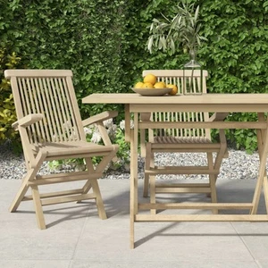 Folding Garden Chairs Set in Grey - Solid Teak Wood vidaXL - Picture 1 of 26